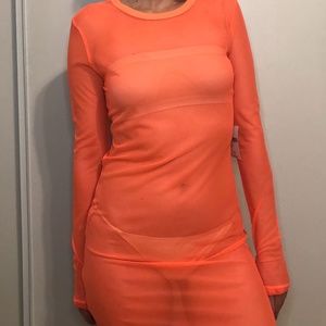 Forever 21 Bodycon Long Sleeve Mini Dress Orange
